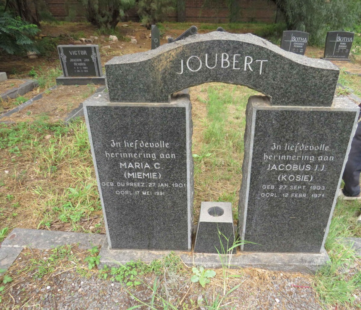 JOUBERT Jacobus J.J. 1903-1971 & Maria C. 1901-1991