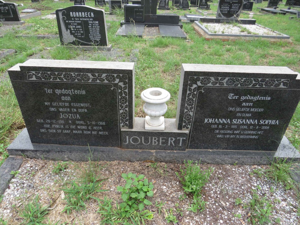 JOUBERT Jozua 1911-1968 & Johanna Susanna Sophia 1915-2004