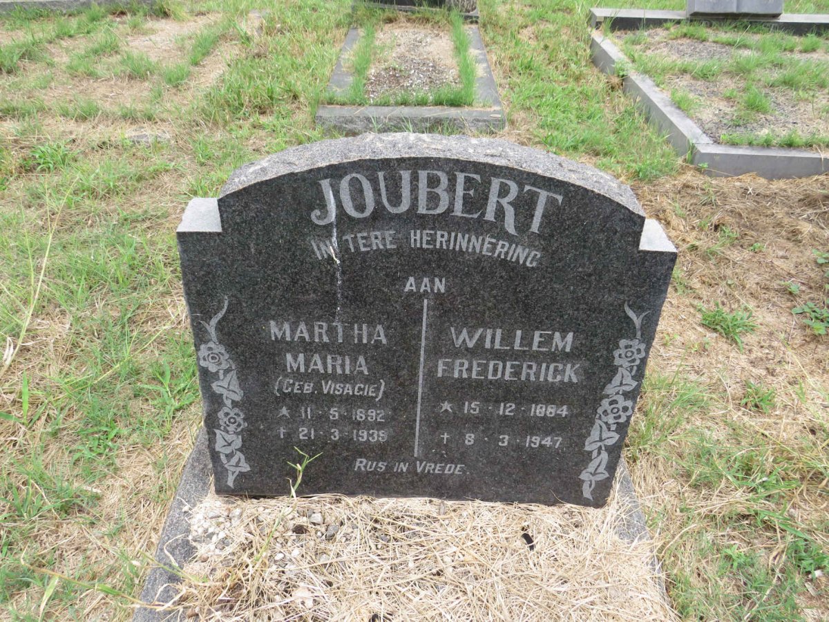 JOUBERT Willem Frederick 1884-1947 & Martha Maria VISAGIE 1892-1935