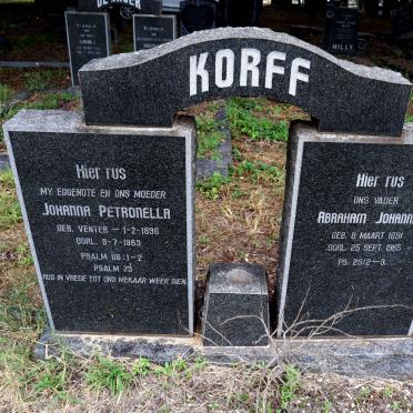 KORFF Abraham Johannes 1891-1985 & Johanna Petronella VENTER 1896-1963