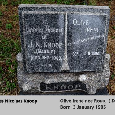 KNOOP J.N. -1963 & Olive Irene -1964