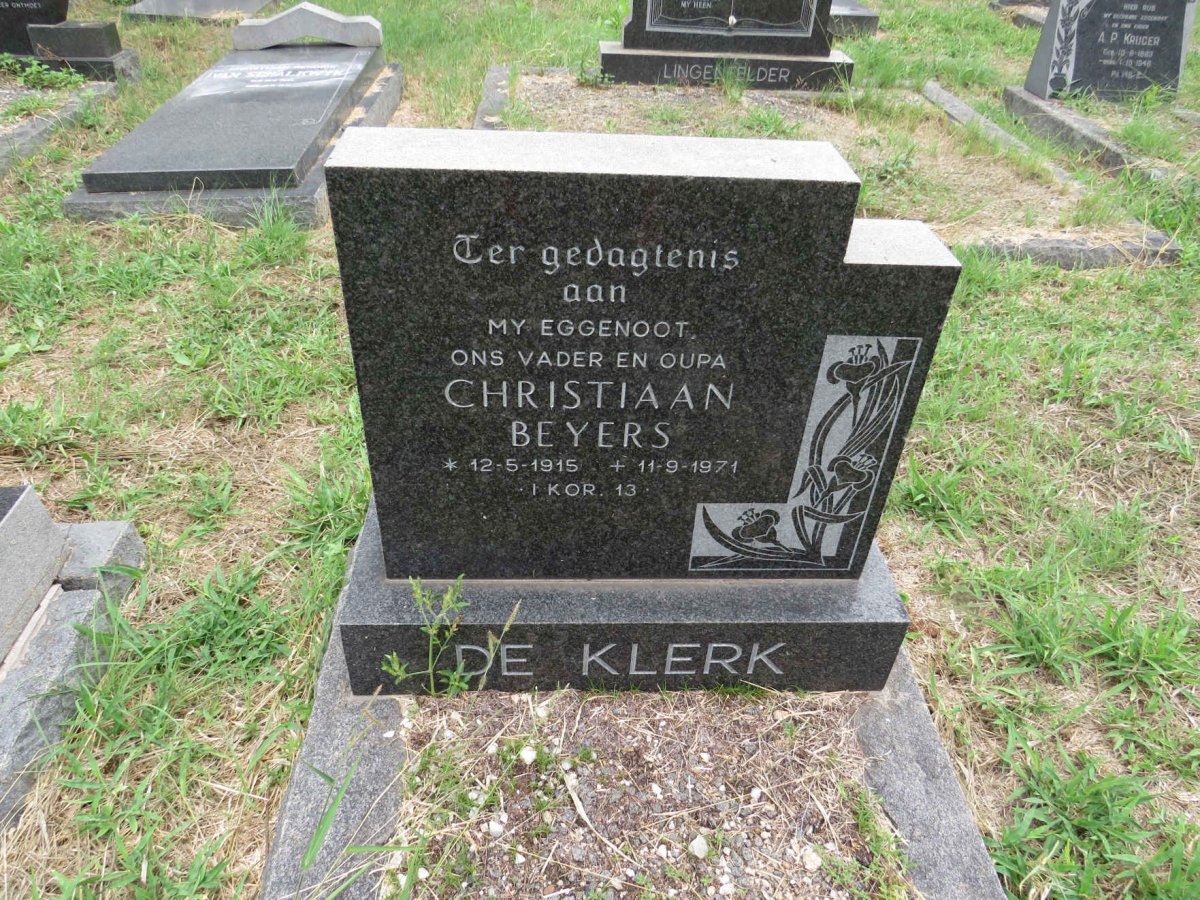 KLERK Christiaan Beyers, de 1915-1971