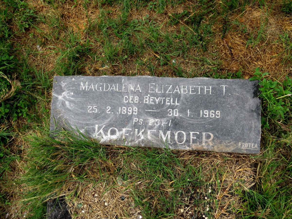 KOEKEMOER Magdalena Elizabeth T. nee BEYTELL 1899-1969