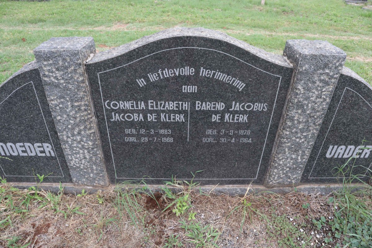 KLERK Barend Jacobus, de 1878-1964 & Cornelia Elizabeth Jacoba 1883-1968