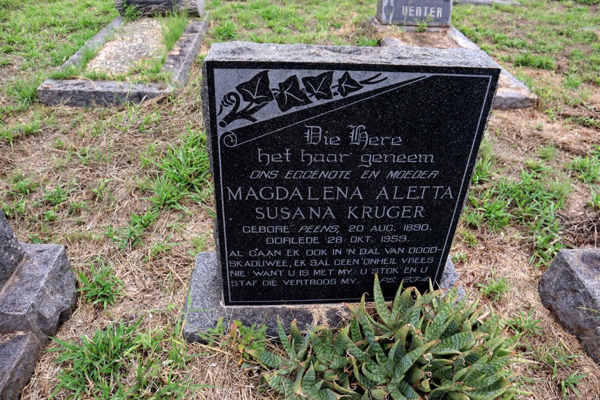 KRUGER Magdalena Aletta Susana nee PEENS 1890-1959