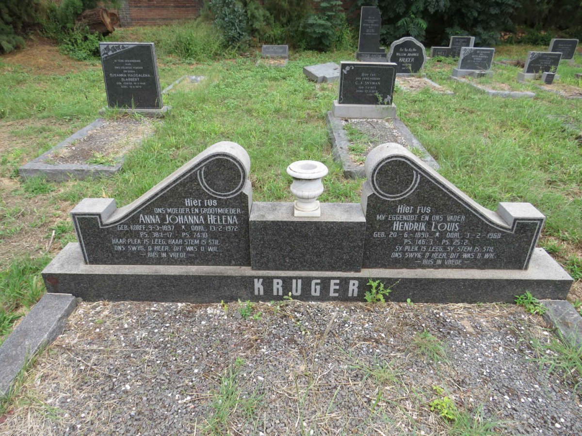 KRUGER Hendrik Louis 1890-1968 & Anna Johanna Helena 1897-1972