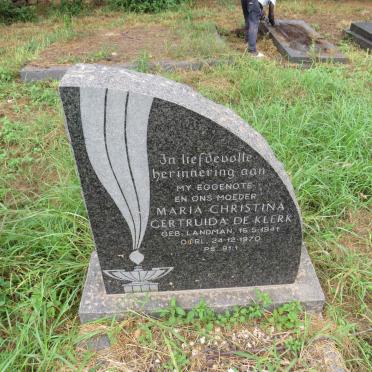 KLERK Maria Christina Gertruida, de nee LANDMAN 1941-1970