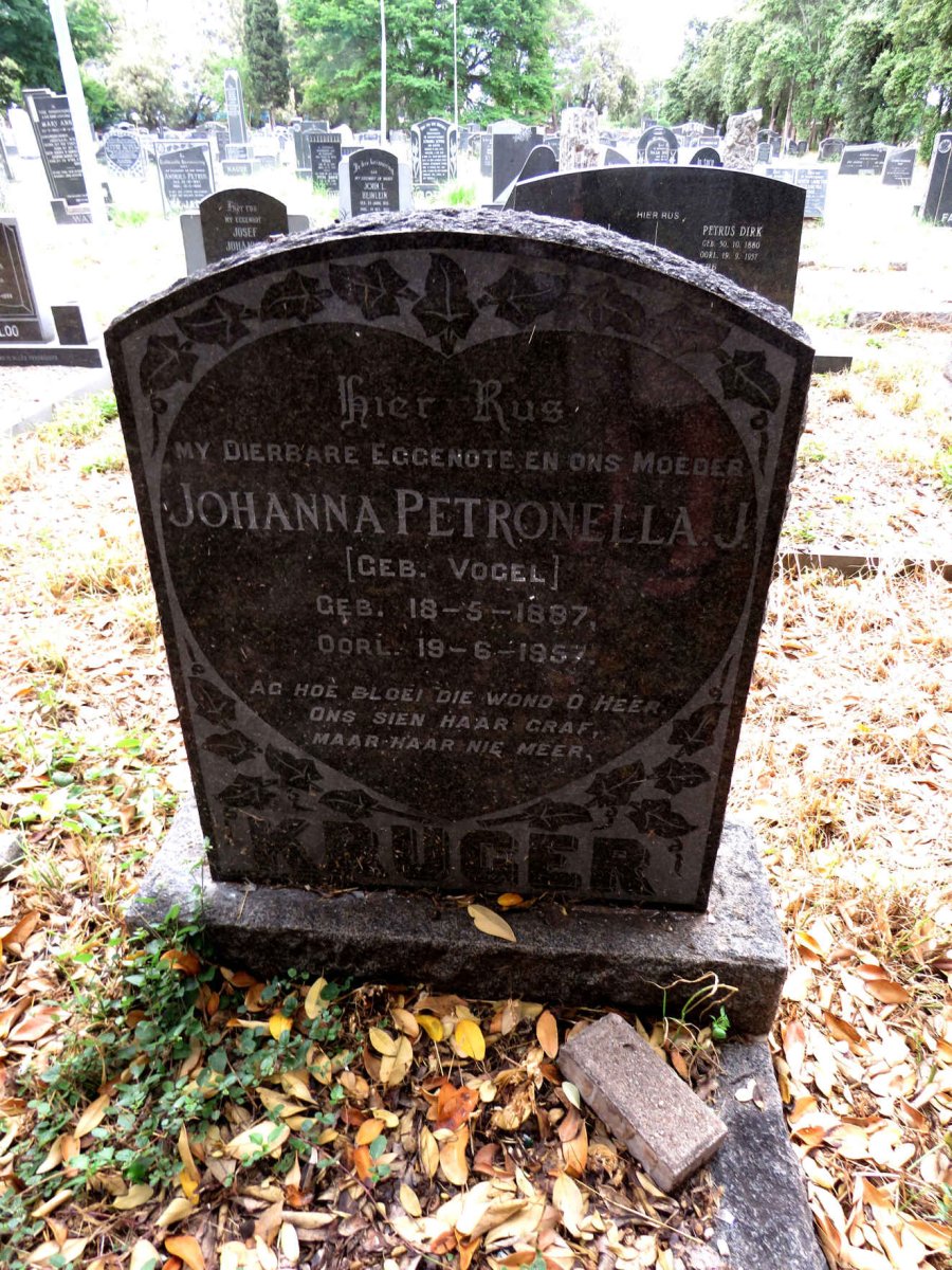 KRUGER Johanna Petronella J. nee VOGEL 1887-1957