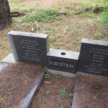 KIRSTEN Jacobus 1905-1972 & Bertha 1906-1992