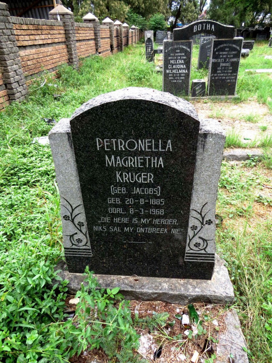 KRUGER Petronella Magrietha nee JACOBS 1885-1968