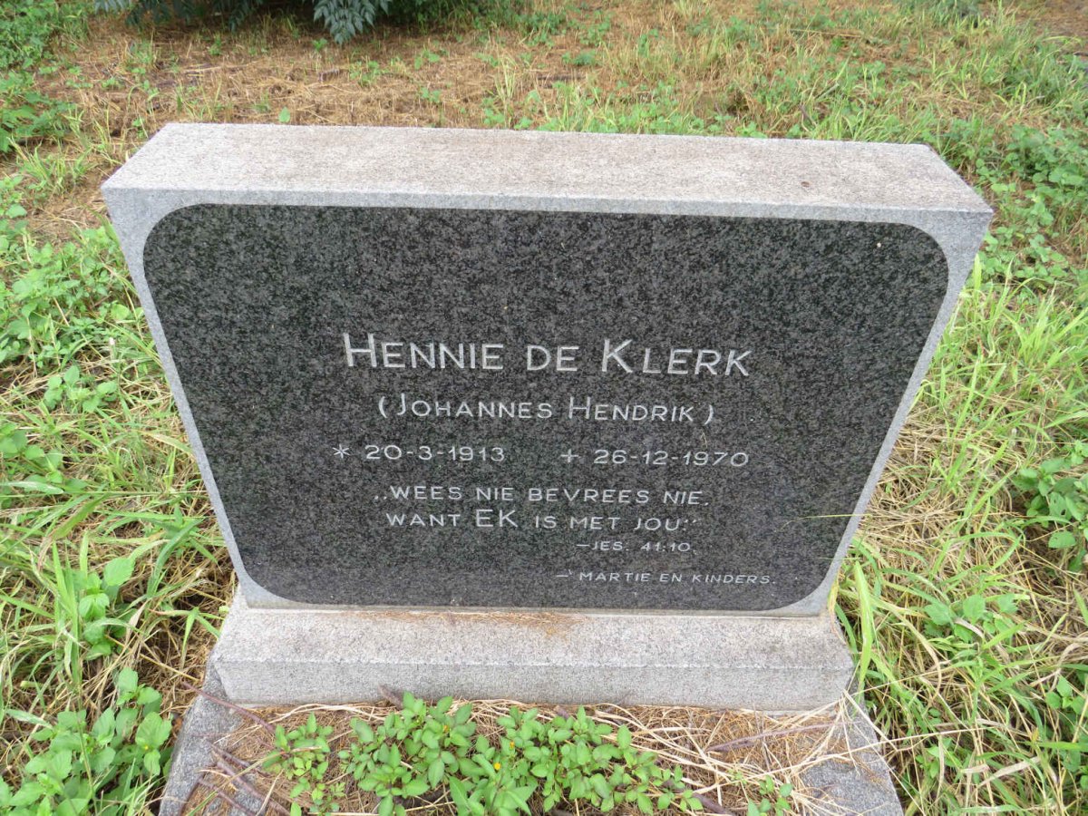KLERK Johannes Hendrik, de 1913-1970