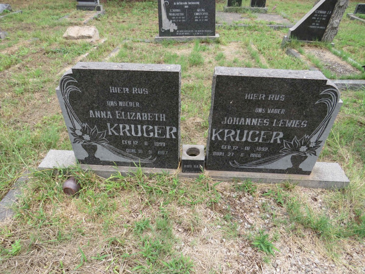 KRUGER Johannes Lewies 1892-1966 & Anna Elizabeth 1899-1987