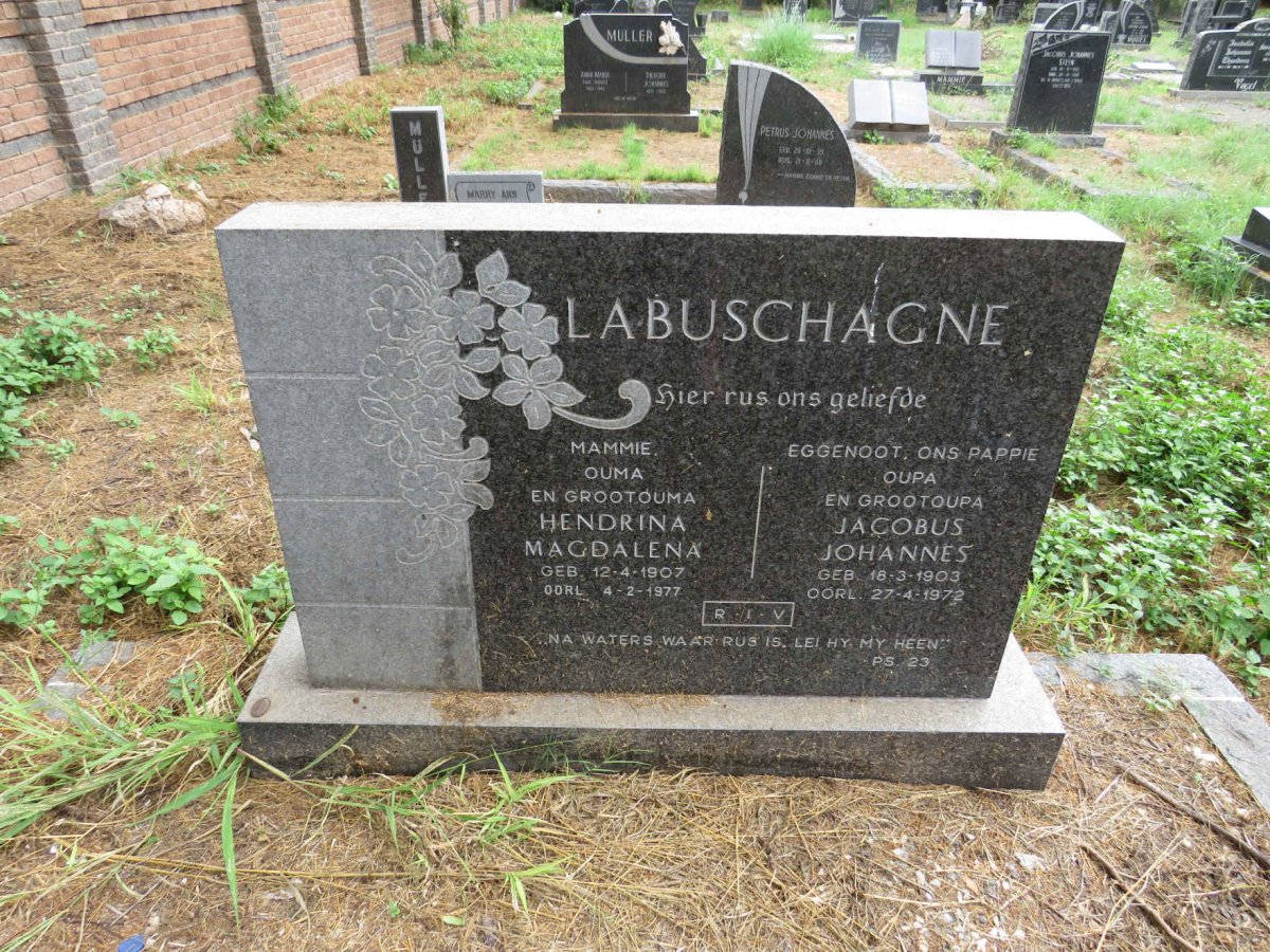 LABUSCHAGNE Jacobus Johannes 1903-1972 & Hendrina Magdalena 1907-1977