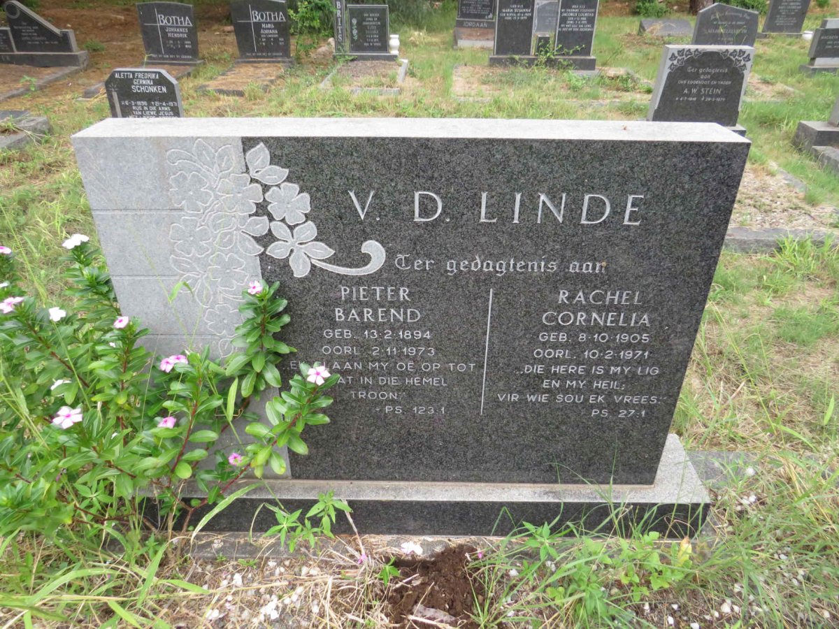 LINDE Pieter Barend, v.d. 1894-1973 & Rachel Cornelia 1905-1971