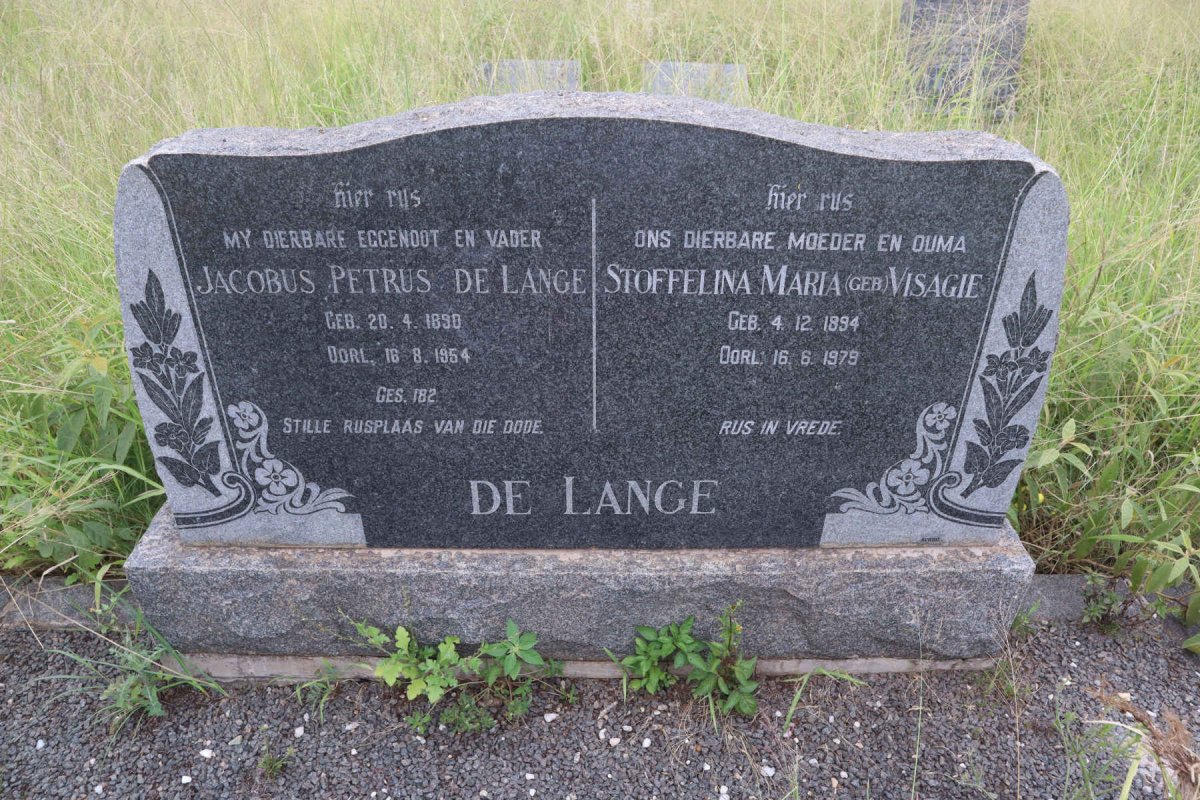 LANGE Jacobus Petrus, de 1890-1954 & Stoffelina Maria nee VISAGIE 1894-1979