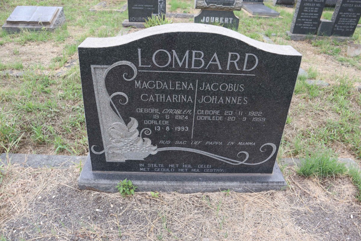 LOMBARD Jacobus Johannes 1922-1959 & Magdalena Catharina GROBLER 1924-1993