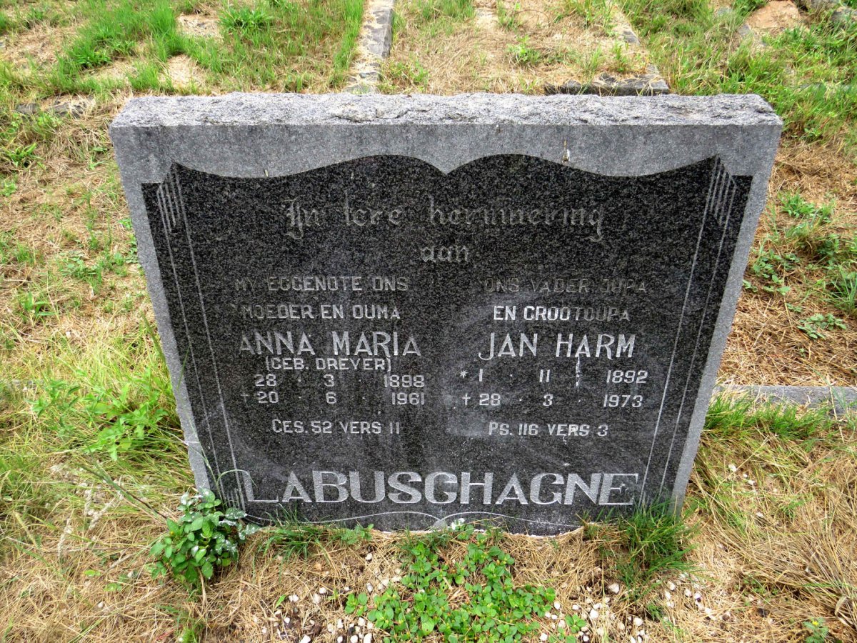 LABUSCHAGNE Jan Harm 1892-1973 & Anna Maria nee DREYER 1898-1961