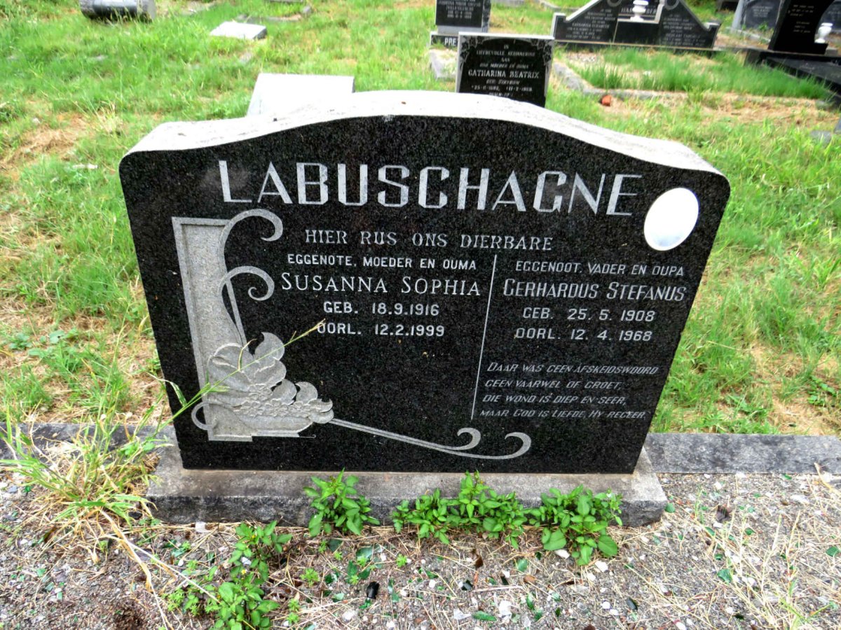 LABUSCHAGNE Gerhardus Stefanus 1908-1968 & Susanna Sophia 1916-1999