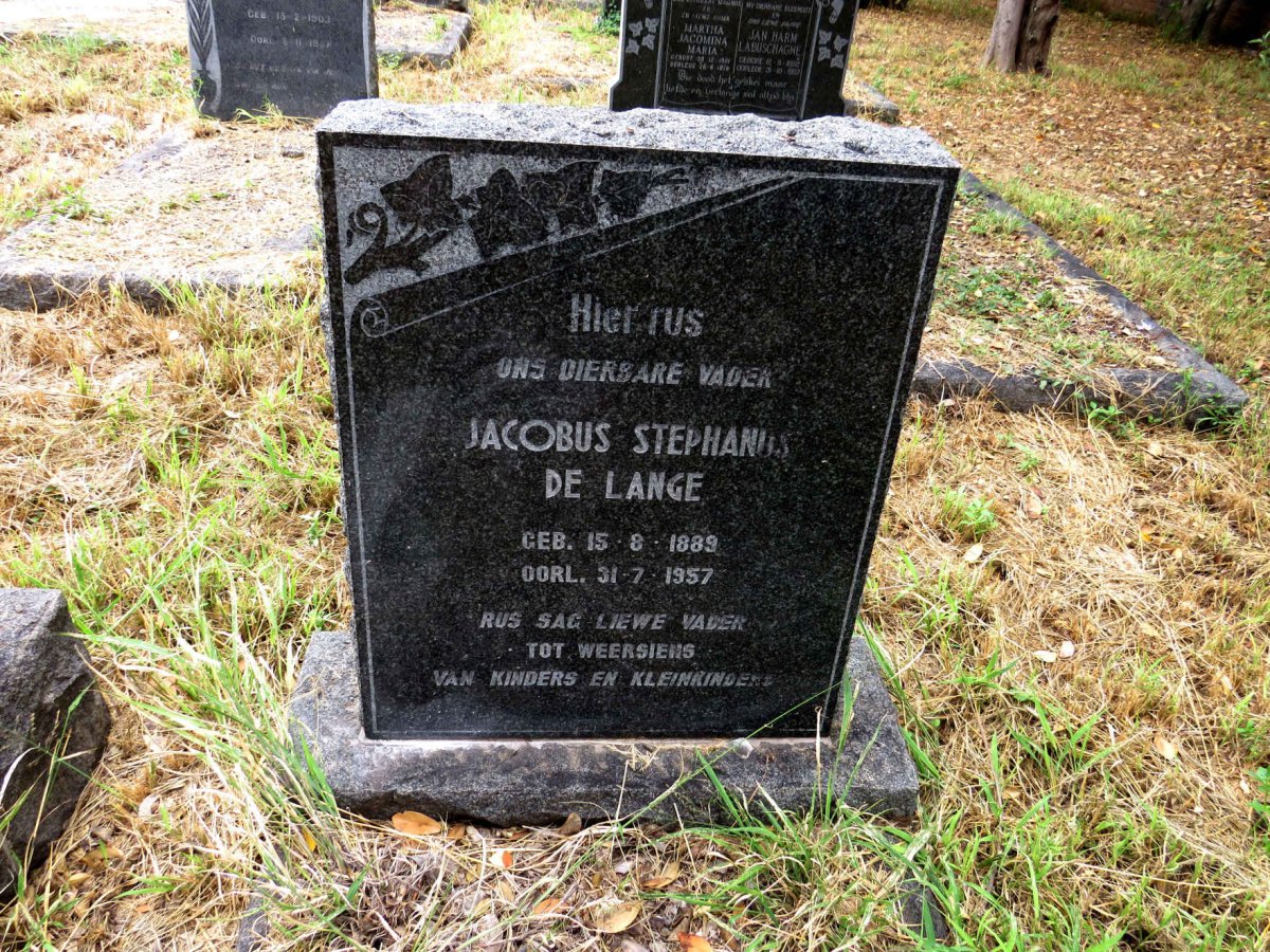 LANGE Jacobus Stephanus, de 1889-1957