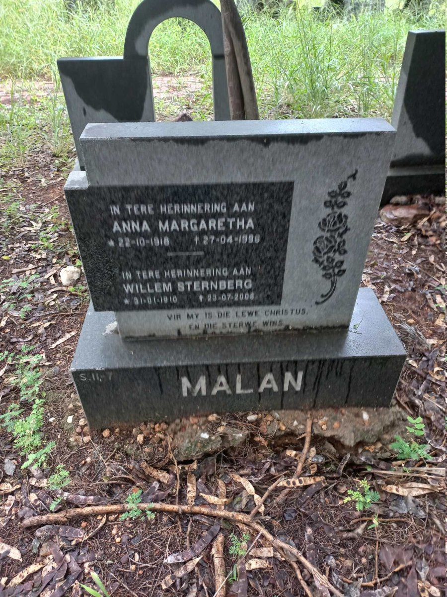 MALAN Willem Sternberg 1910-2008 & Anna Margaretha 1918-1996
