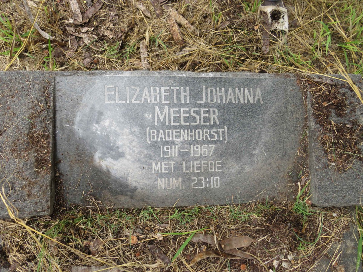 MEESER Elizabeth Johanna nee BADENHORST 1911-1967