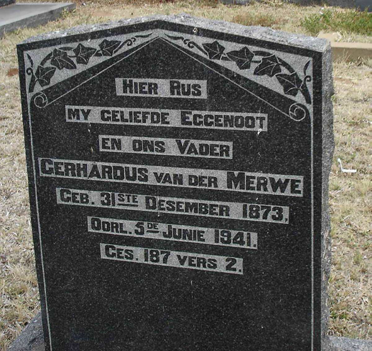 MERWE Gerhardus, van der 1873-1941