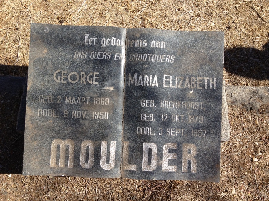 MOULDER George 1869-1950 &amp; Maria Elizabeth BRONKHORST 1879-1957