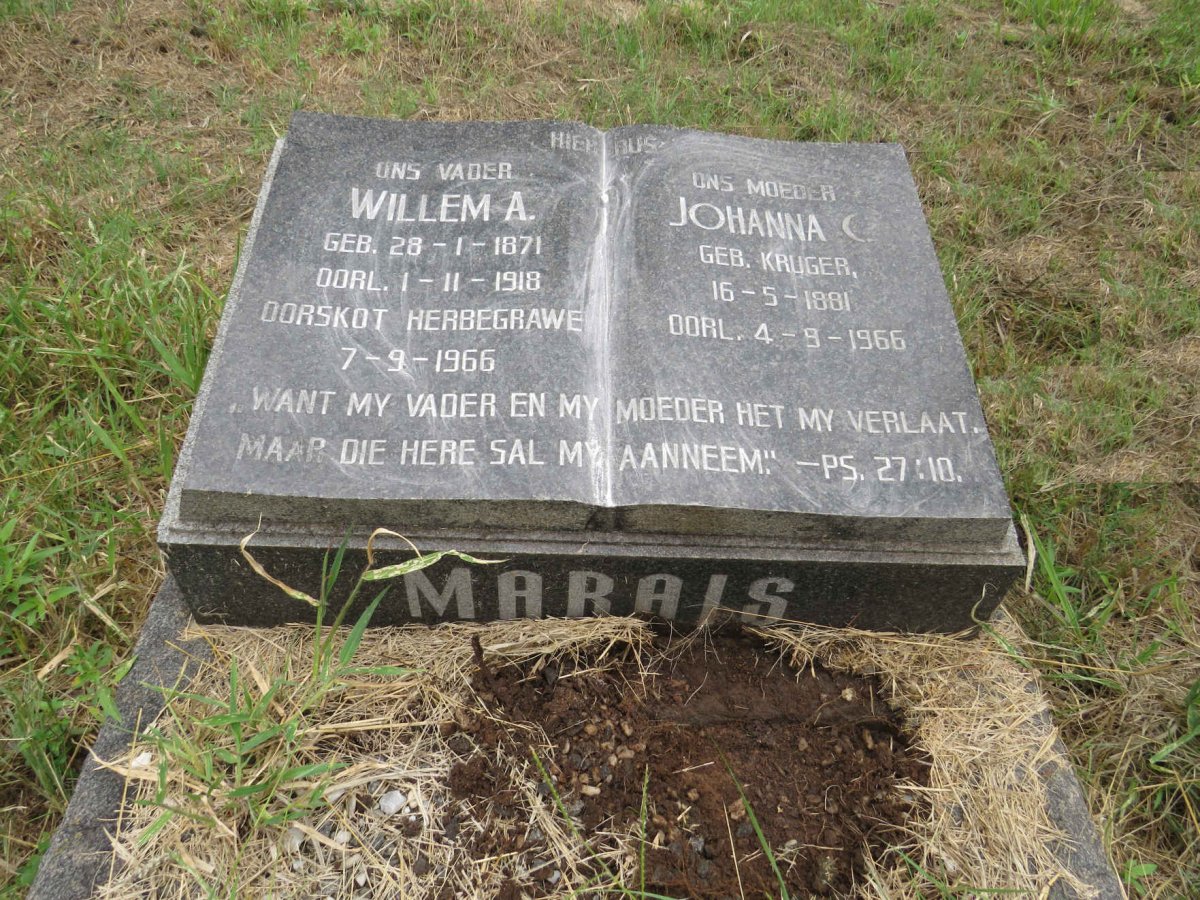 MARAIS Willem A. 1871-1918 & Johanna C. KRUGER 1881-1966