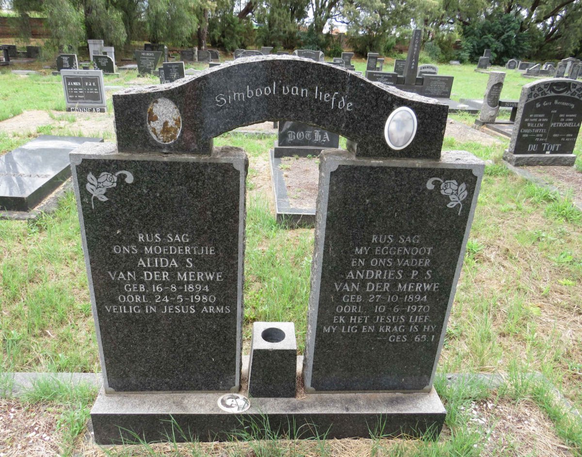 MERWE Andries P.S., van der 1894-1970 & Alida S. 1894-1980