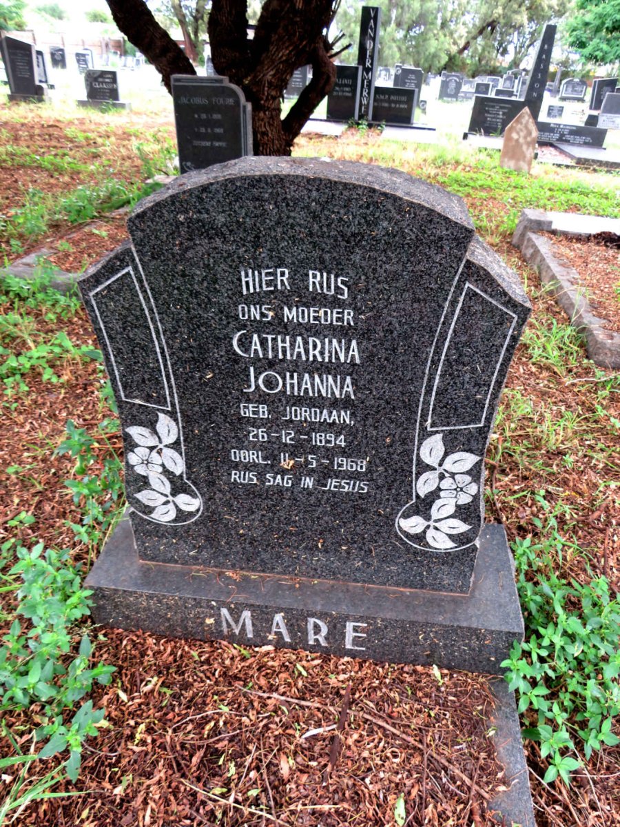 MARE Catharina Johanna nee JORDAAN 1984-1968