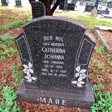 MARE Catharina Johanna nee JORDAAN 1984-1968