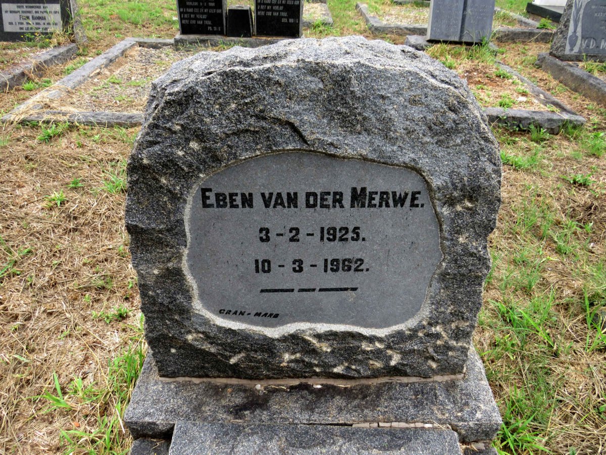 MERWE Eben, van der 1925-1962