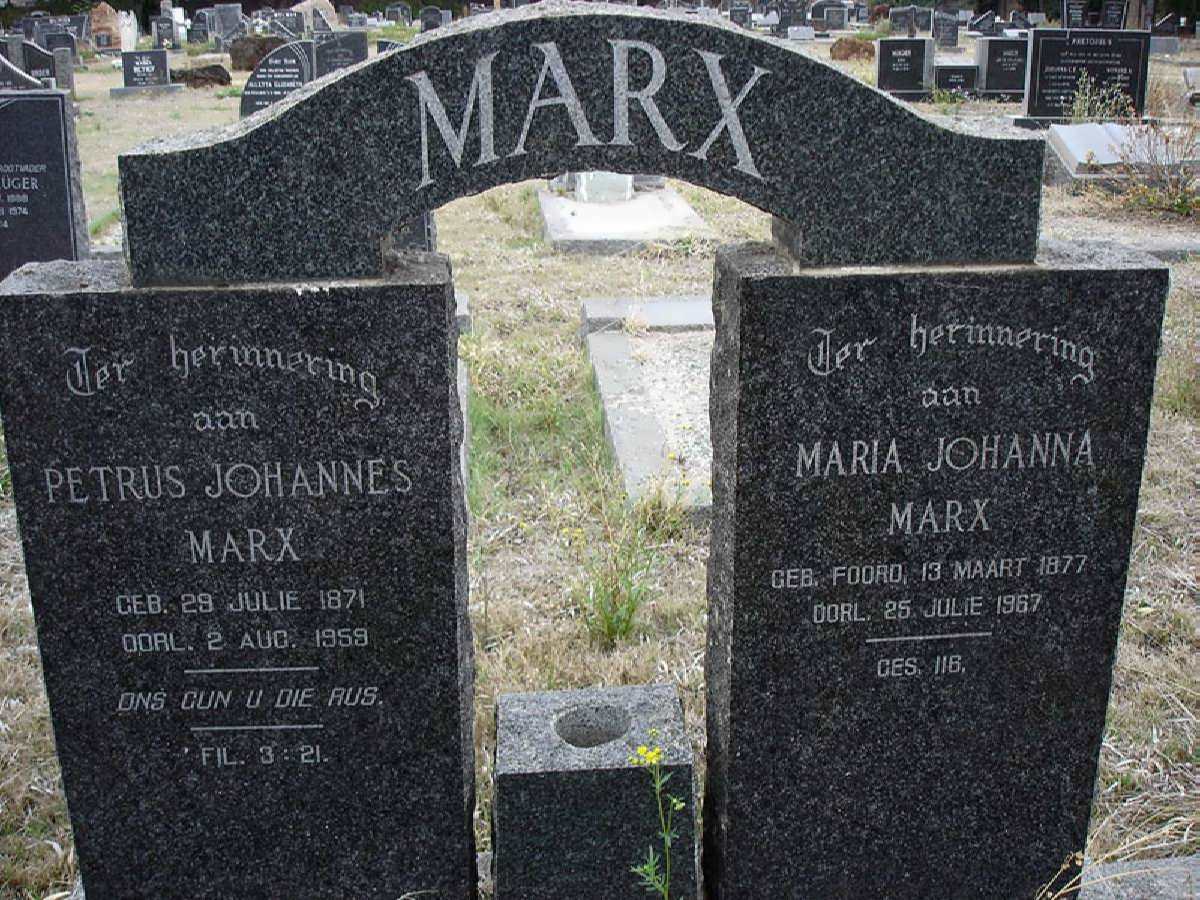 MARX Petrus Johannes 1871-1959 &amp; Maria Johanna FOORD 1877-1967