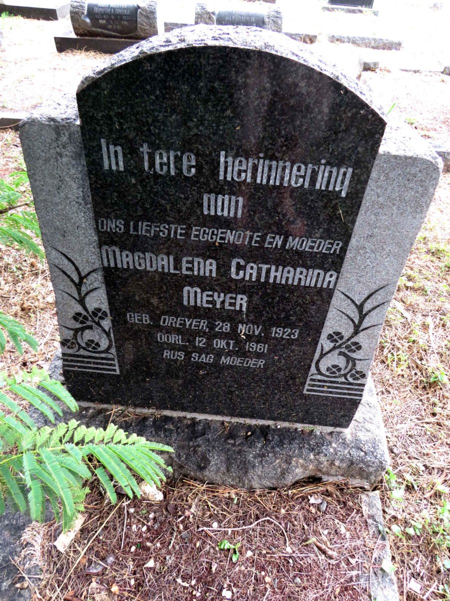 MEYER Magdalena Catharina nee DREYER 1923-1961