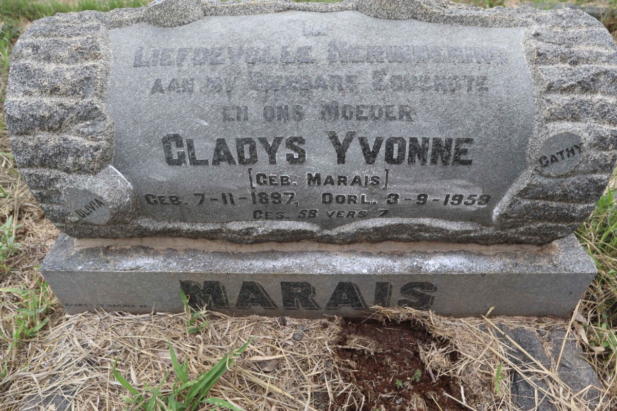 MARAIS Gladys Yvonne nee MARAIS 1897-1959
