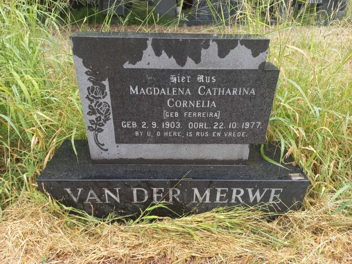 MERWE Magdalena Catharina, van der nee FERREIRA 1903-1977