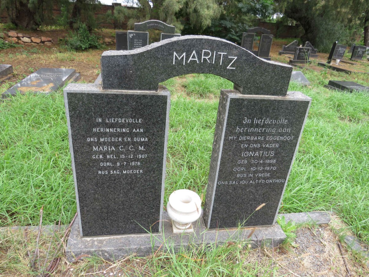 MARITZ Ignatius 1898-1970 & Maria C.C.M. NEL 1907-1978