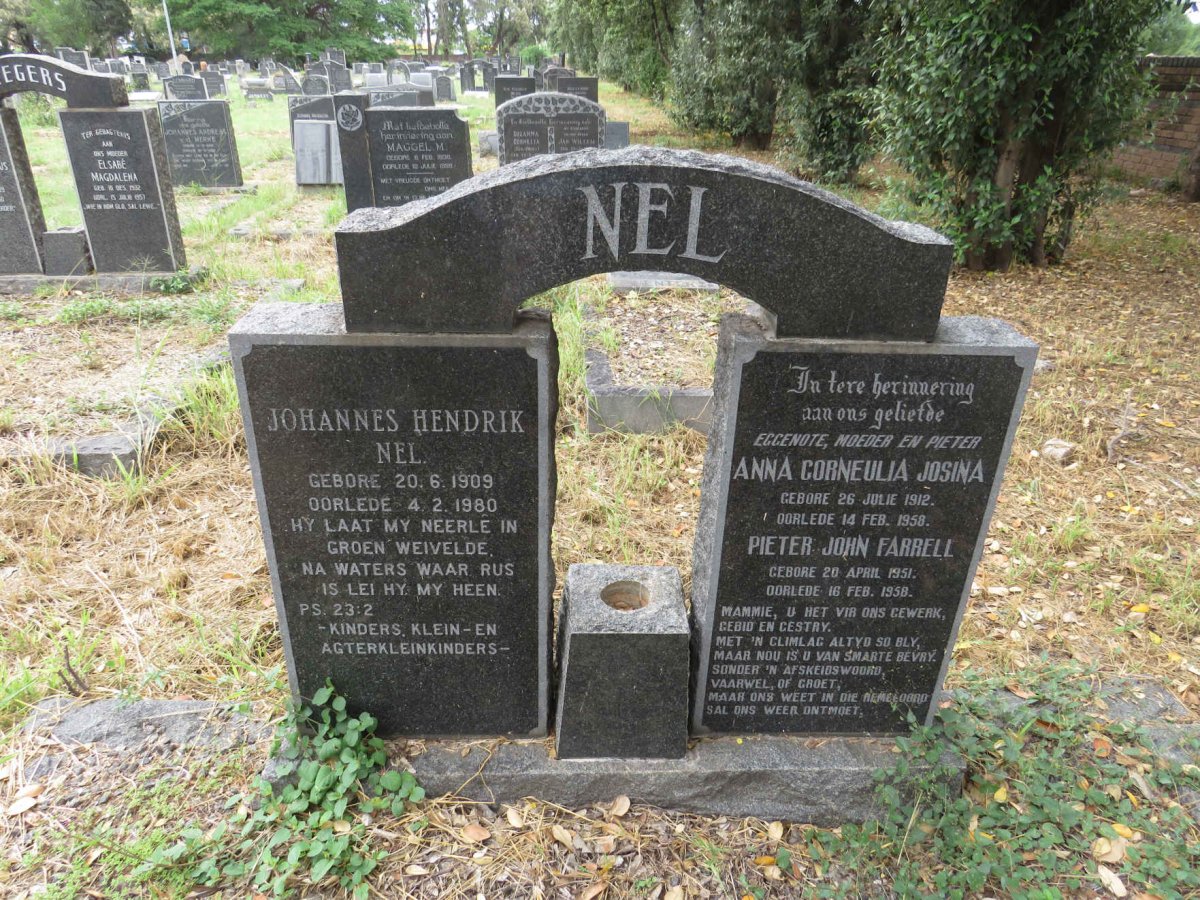 NEL Johannes Hendrik 1909-1980 & Anna Corneulia Josina 1912-1958 :: FARRELL Pieter John 1951-1958