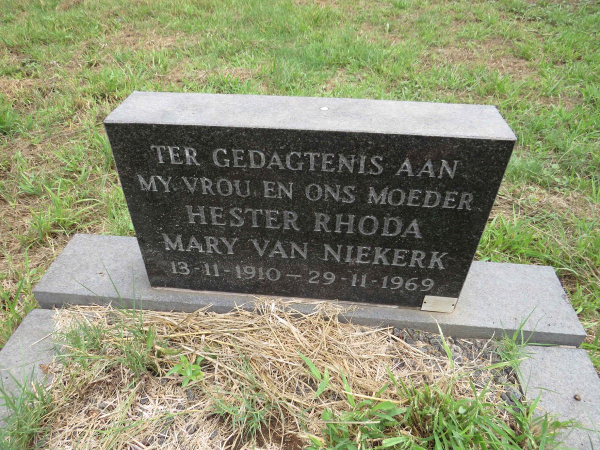 NIEKERK Hester Rhoda Mary, van 1910-1969
