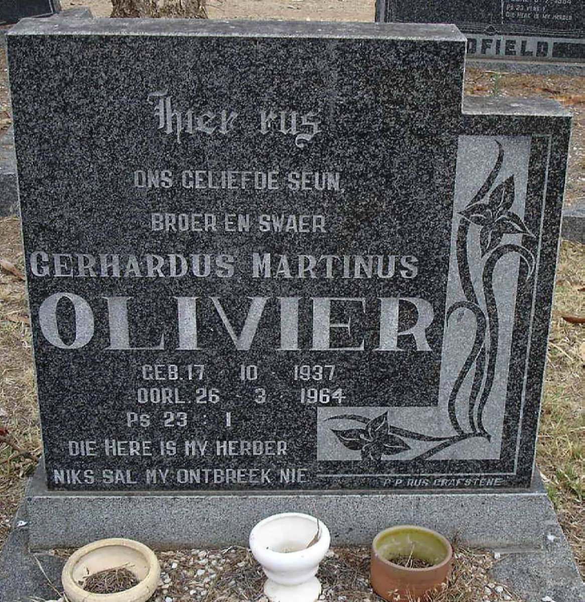 OLIVIER Gerhardus Martinus 1937-1964
