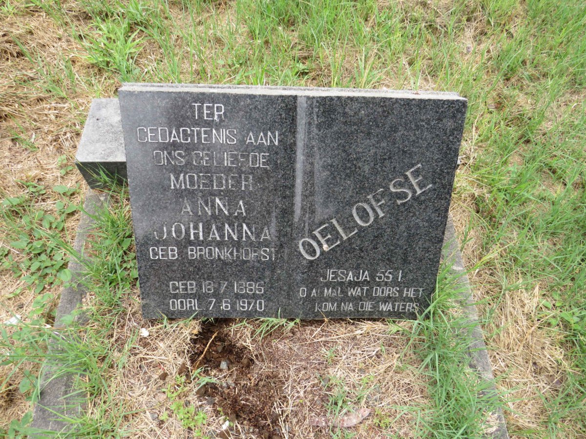 OELOFSE Anna Johanna nee BRONKHORST 1885-1970