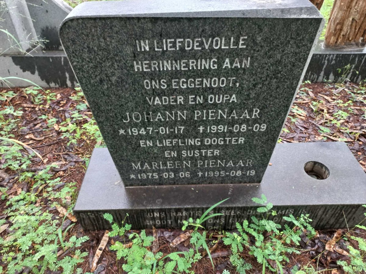 PIENAAR Johann 1947-1991 :: PIENAAR Marleen 1975-1995