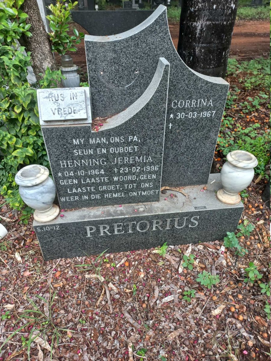 PRETORIUS Henning Jeremia 1964-1996 & Corrina 1967-