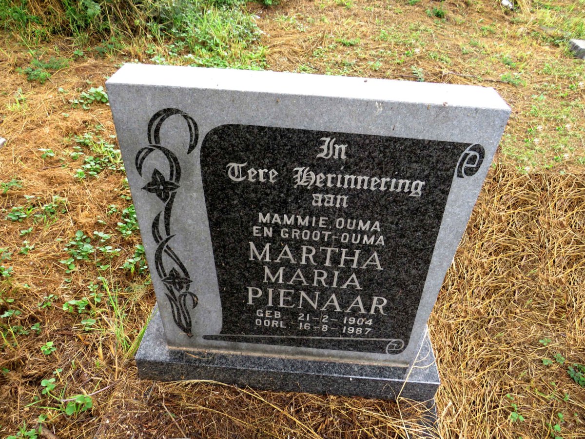 PIENAAR Martha Maria 1904-1987