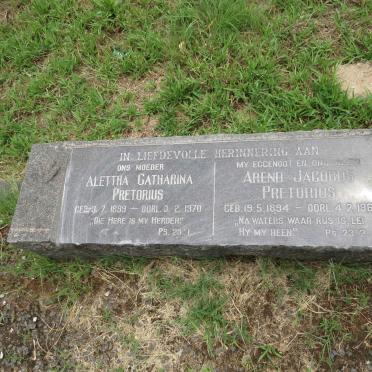 PRETORIUS Arend Jacobus 1894-1966 & Alettha Catharina 1899-1970