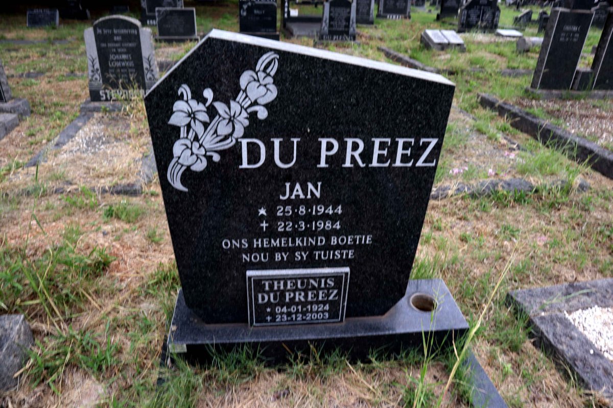 PREEZ Theunis, du 1924-2003 :: DU PREEZ Jan 1944-1984
