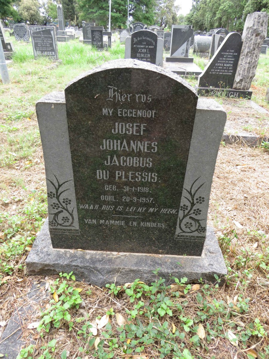 PLESSIS Josef Johannes Jacobus, du 1918-1957