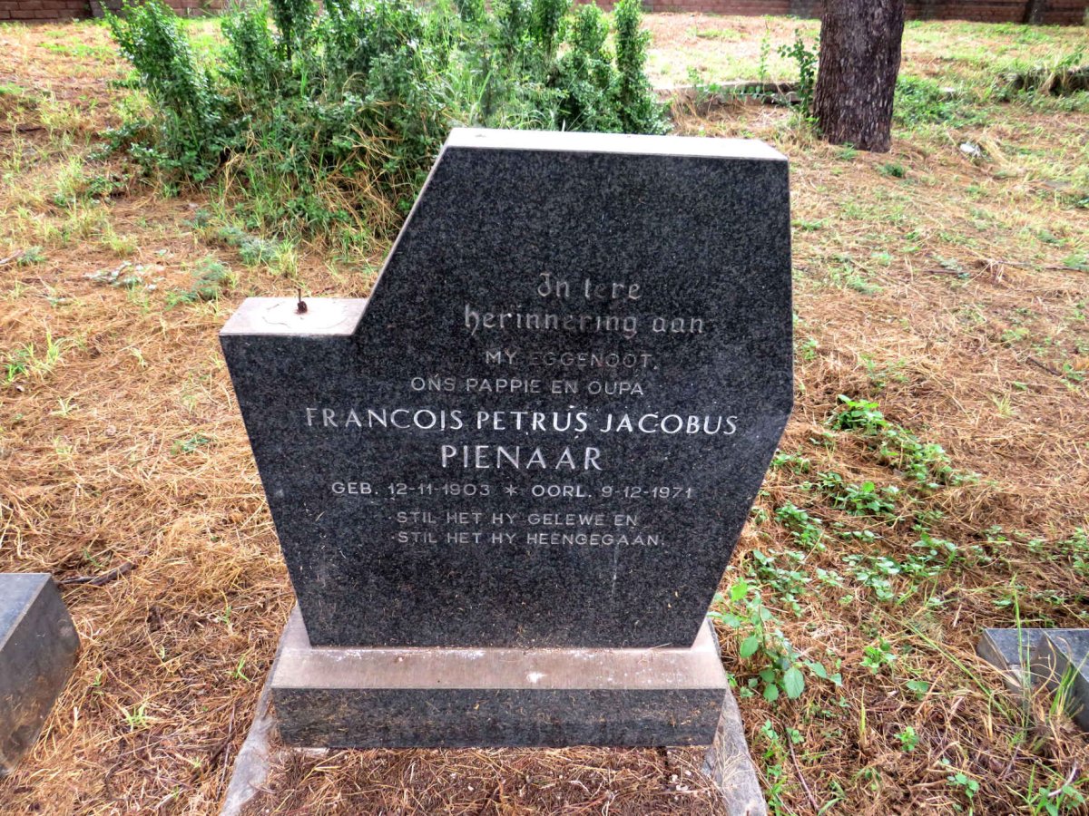 PIENAAR Francois Petrus Jacobus 1903-1971