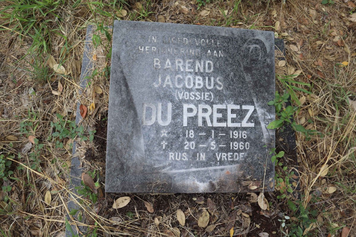 PREEZ Barend Jacobus, du 1916-1960 