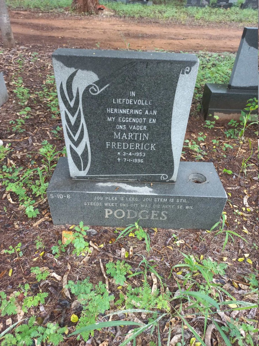 PODGES Martin Frederick 1953-1996